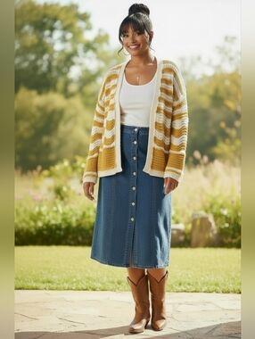 Effeci Open Cardigan Knit Sweater Size M